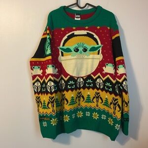 Star Wars Grogu Frog Mandalorian Ugly Christmas Sweater Knit size XL